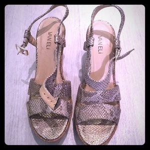 Vaneli Metallic Gold Platform Wedge Heels